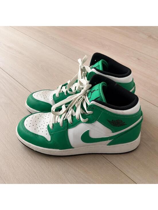 Jordan1 mid スパイク Air Jordan 1 Mid Lucky Green White Sneakers Youth 6.5Y Women's 8